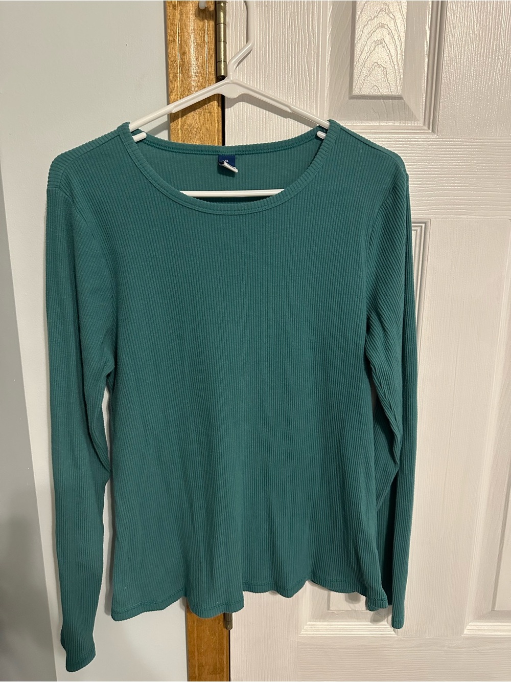 Old Navy Teal Ribbed Long-Sleeve Crewneck Top